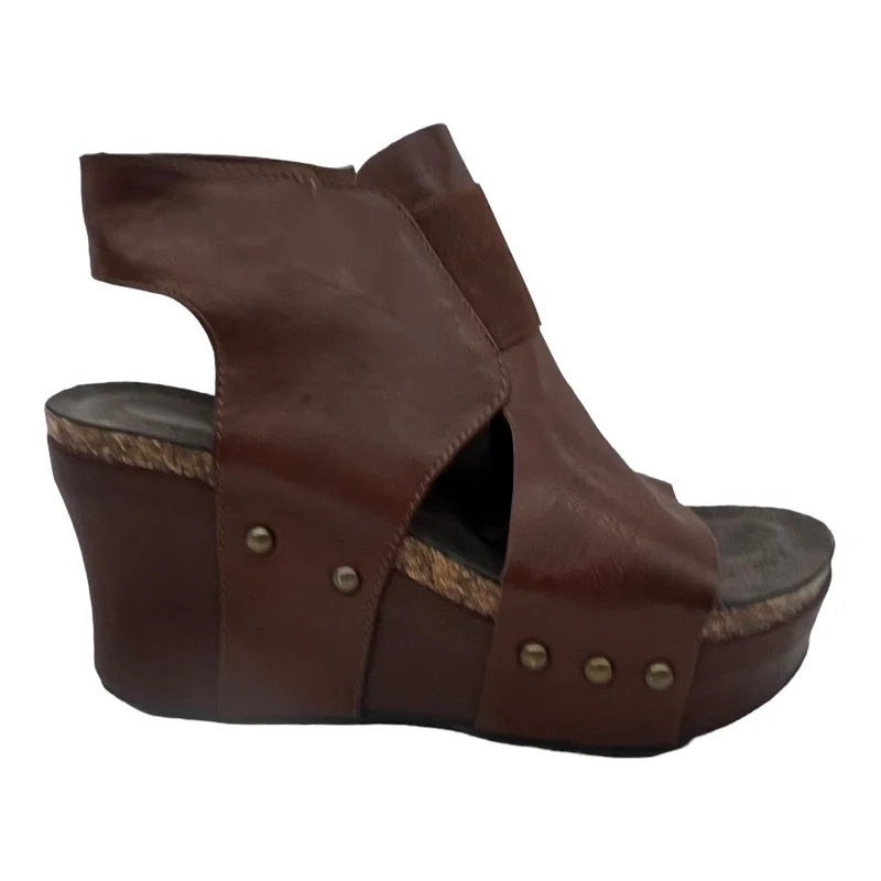 Fashion Forward BROWN SANDALS HEELS WEDGE by PIERRE DUMAS Size:8