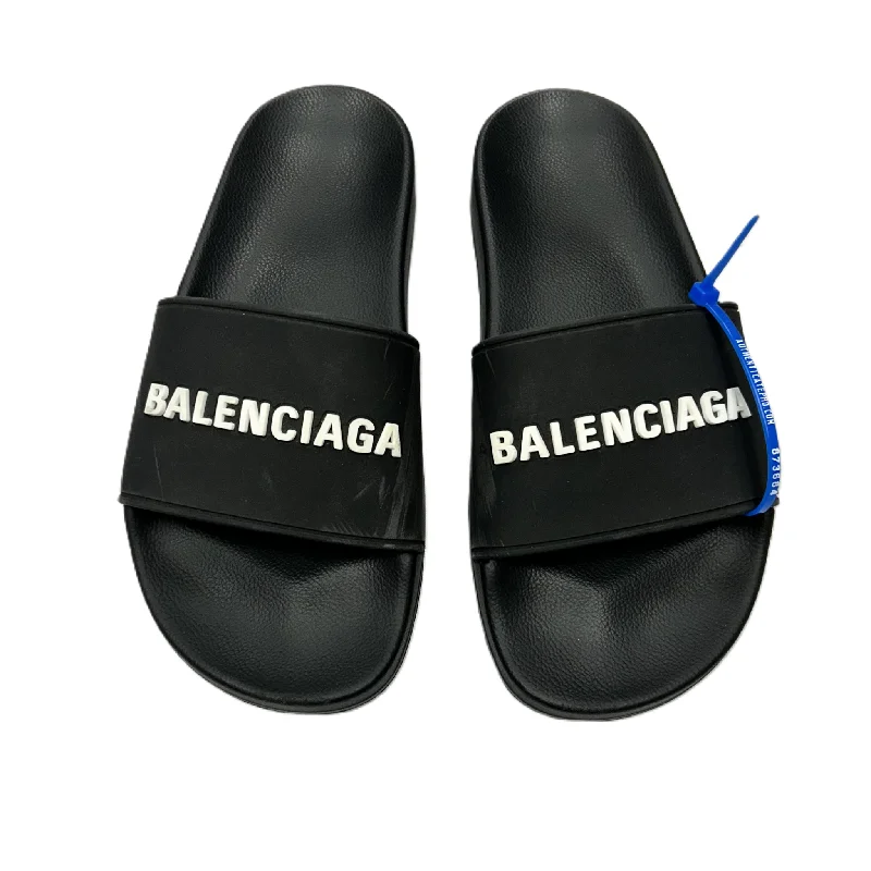 Artistic Flair Black & White Sandals Luxury Designer By Balenciaga, Size: 7