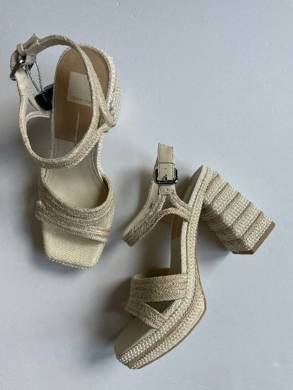 Romantic Detailing Tan Sandals Heels Block Dolce Vita, Size 9