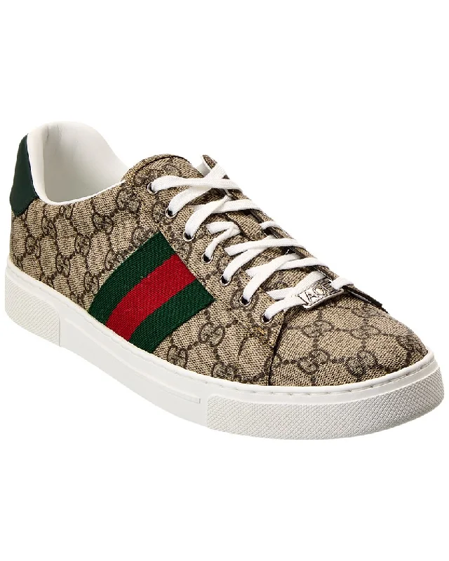 Fashion Focused Gucci Ace Web GG Supreme Canvas & Leather Sneaker