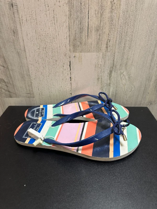 Timeless Beauty Striped Pattern Sandals Flip Flops Kate Spade, Size 7