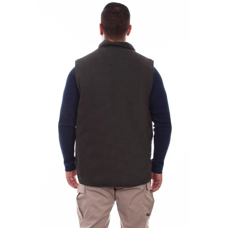 Scully Western Vest Mens Canvas Zip Pockets Charcoal F0_5272