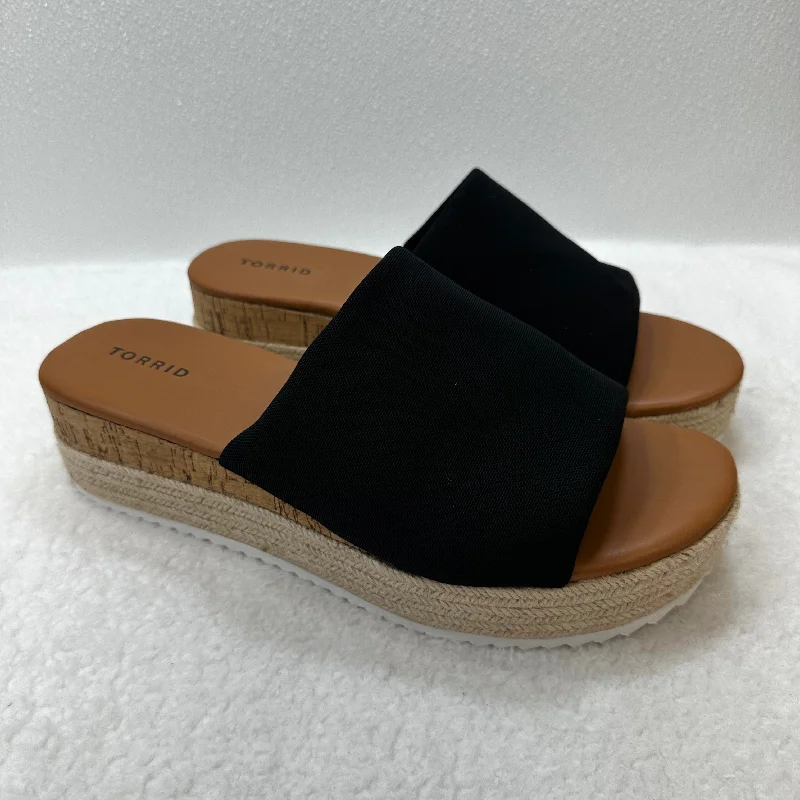Edgy Sophistication Black Sandals Heels Wedge Torrid, Size 12
