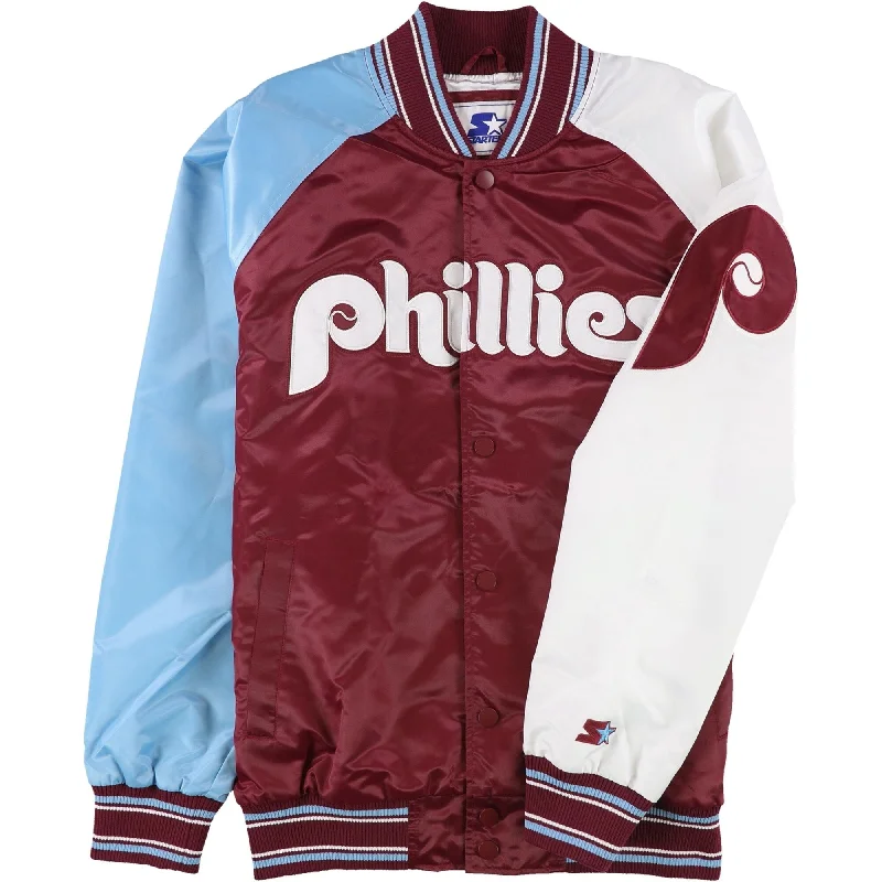 STARTER Mens Philadelphia Phillies Jacket, Purple, Large (Regular)