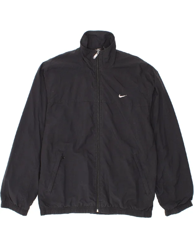 NIKE Mens Bomber Jacket UK 36/38 Small Black Nylon