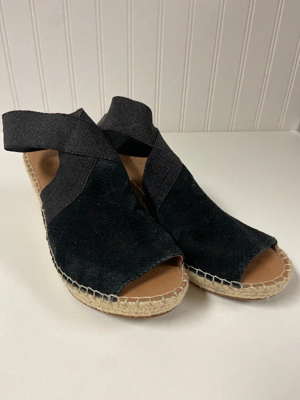 Elegant Accents Black Sandals Heels Wedge Gentle Souls, Size 7