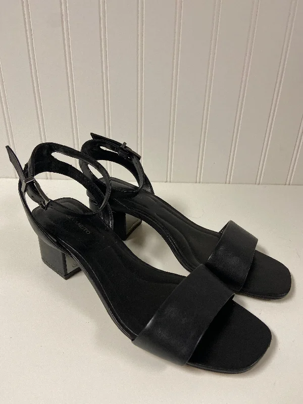 Contemporary Twist Black Sandals Heels Block Vince Camuto, Size 7.5
