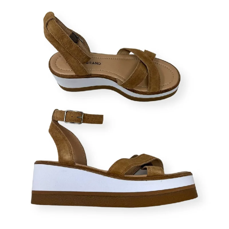 Trendsetting Look Tan Sandals Heels Wedge Lucky Brand, Size 8.5