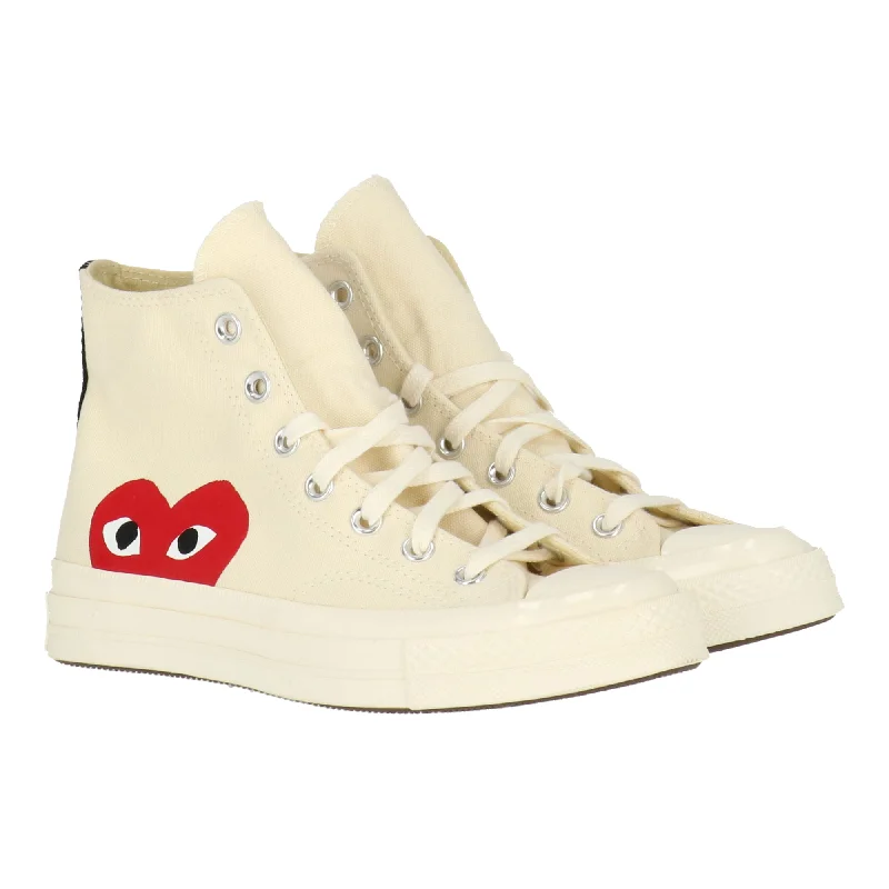Vintage Style Comme Des Garcons Mens White Chuck Taylor High-Top Sneaker