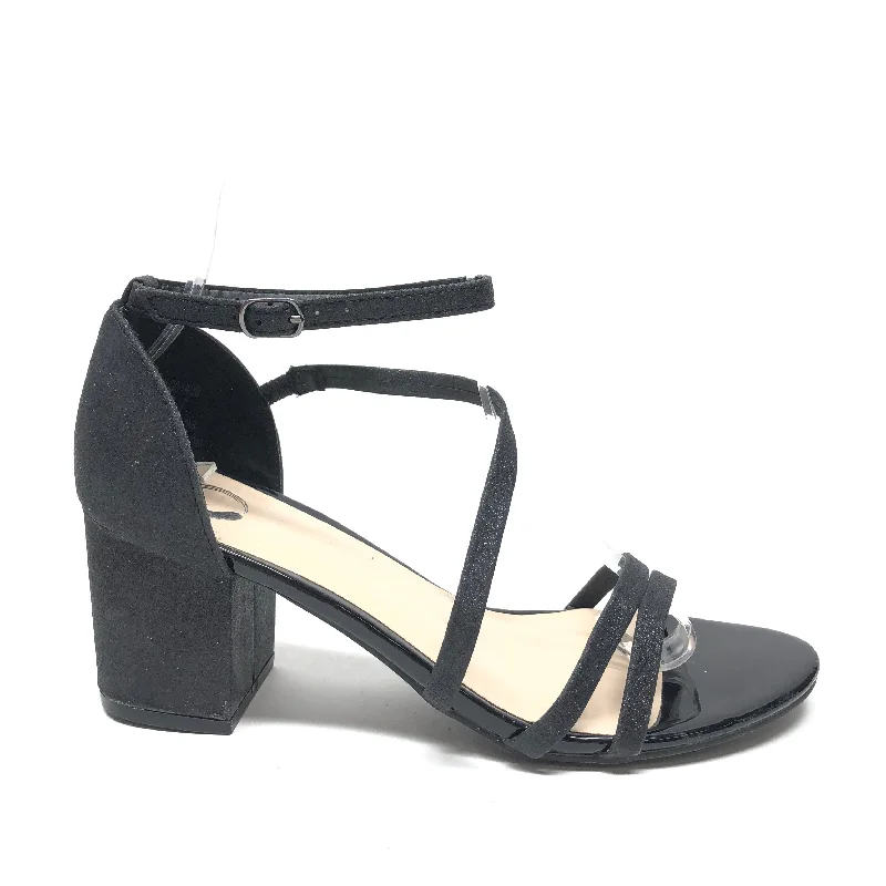 High Fashion Black Sandals Heels Block Journee, Size 7