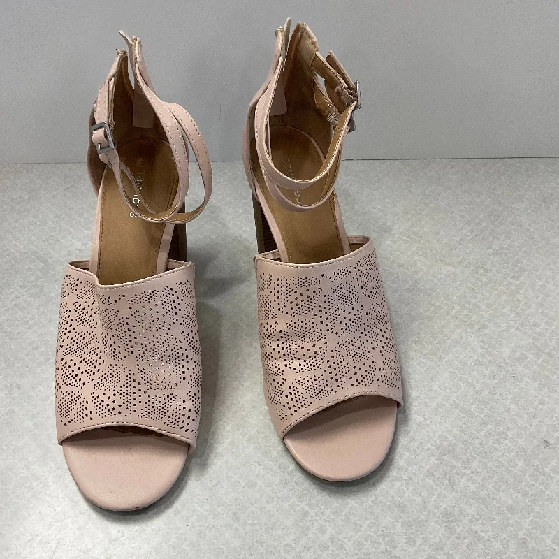 Fashion Forward Pink Sandals Heels Block Maurices, Size 10