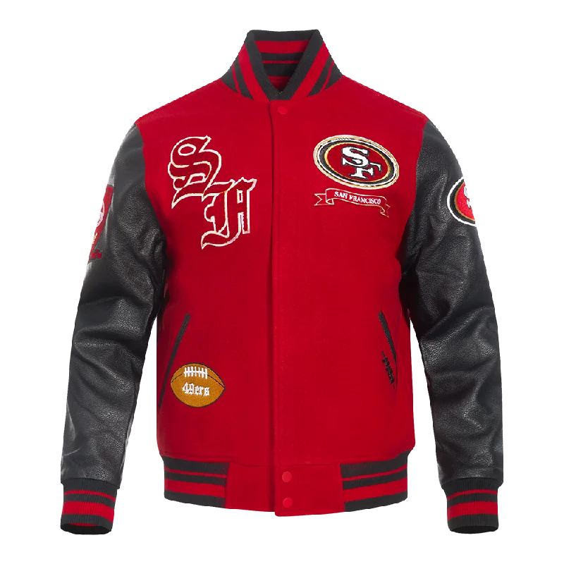 NFL SAN FRANCISCO 49ERS PRO PREP MEN'S WOOL VARSITY JACKET (RED/BLACK)