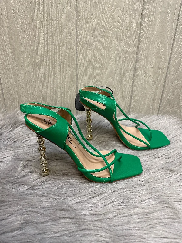 Glamorous Details Gold & Green Sandals Heels Stiletto So Me, Size 10