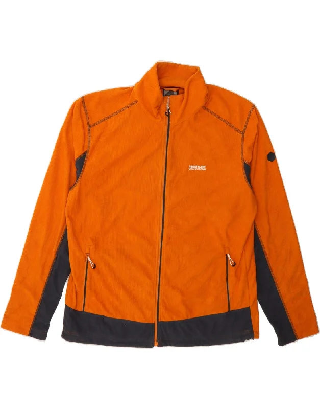 REGATTA Mens Fleece Jacket UK 42 XL Orange Colourblock Polyester