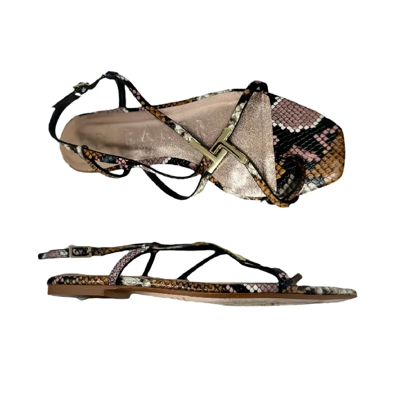 Dynamic Patterns Lerinna Sandal in Snake Print Leather Designer Ted Baker, Size 8.5