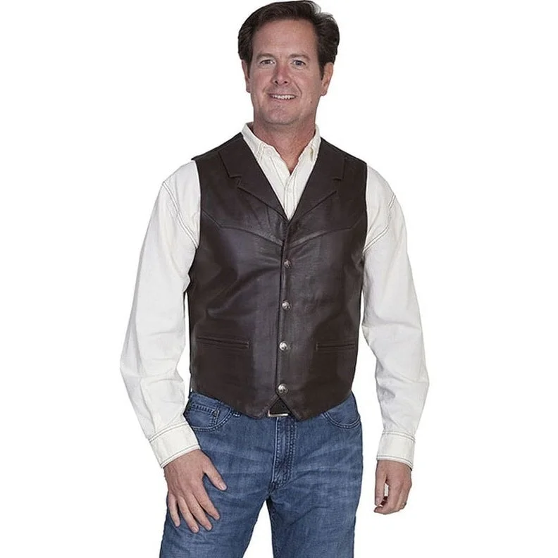 Scully Western Vest Mens Lambskin Snap Front Lapel Lined Soft F0_509