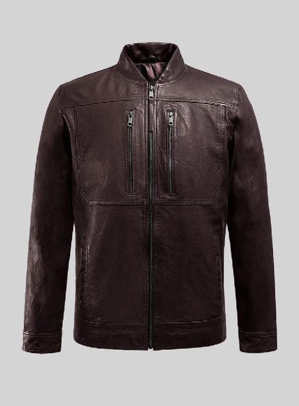 Galeforce Burgundy Biker Leather Jacket