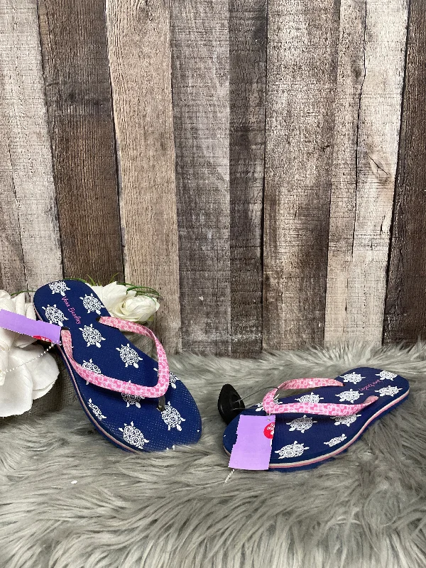 Refined Details Blue Sandals Flip Flops Vera Bradley, Size 6