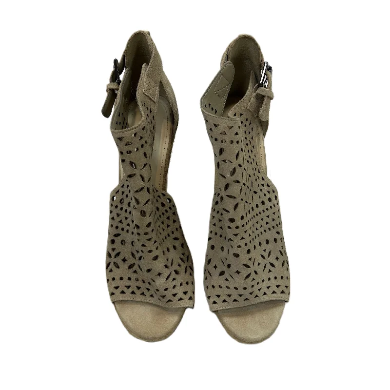 Luxury Aesthetic Taupe Sandals Heels Wedge By Marc Fisher, Size: 10