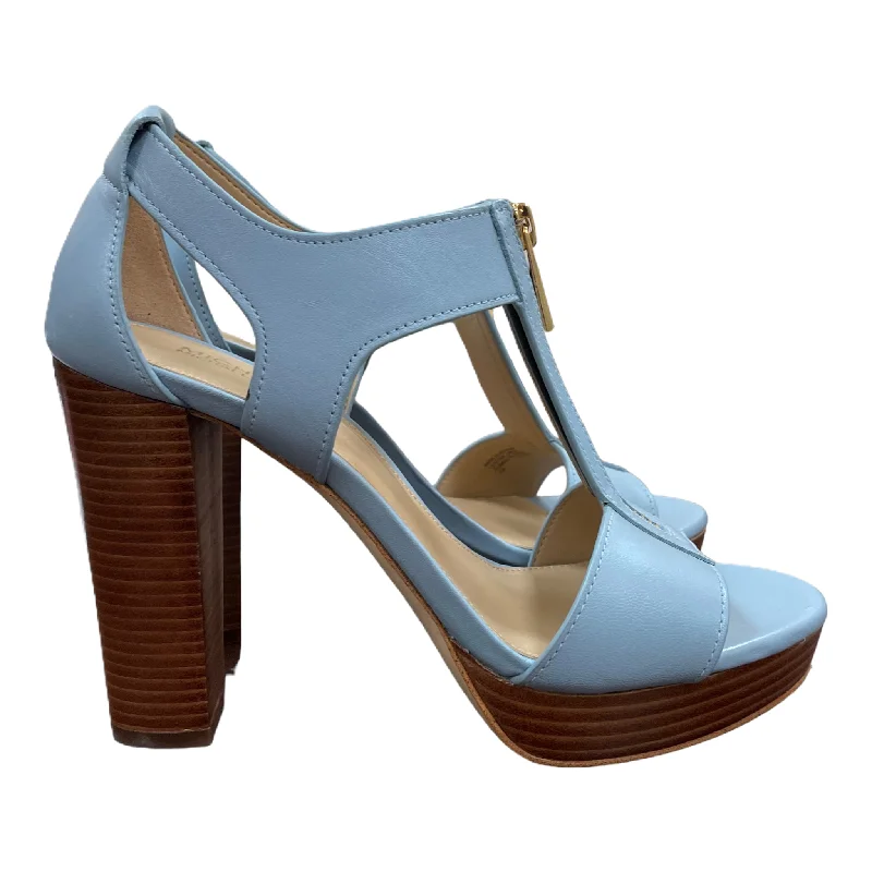 Luxe Craftsmanship Blue Sandals Heels Block By Michael By Michael Kors, Size: 6