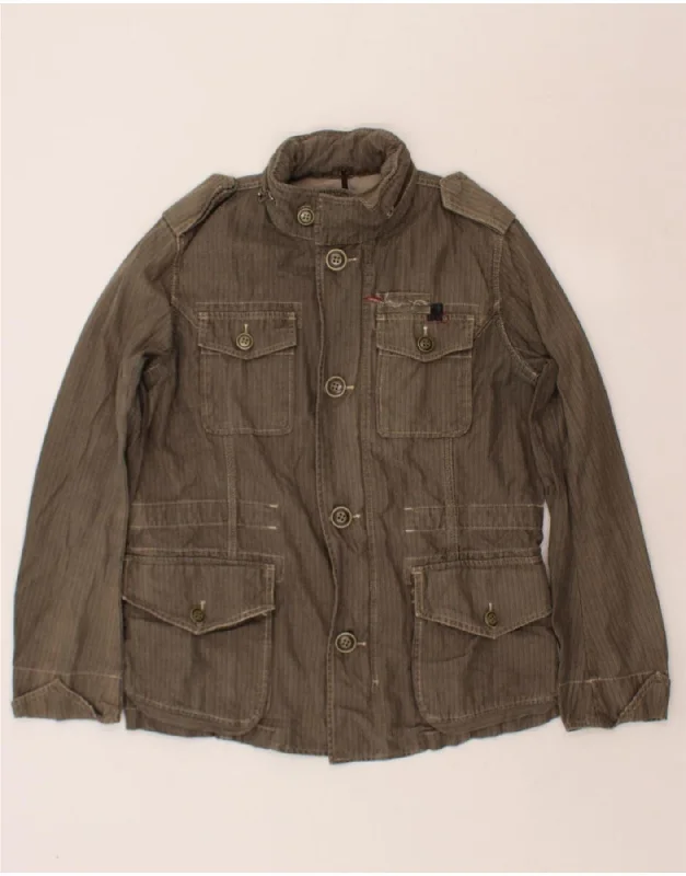 DIESEL Mens Military Jacket UK 40 Large Khaki Cotton