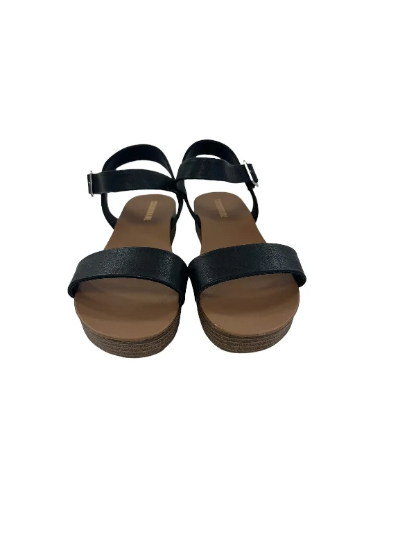 Urban Chic Black Sandals Heels Wedge Cushionaire, Size 11