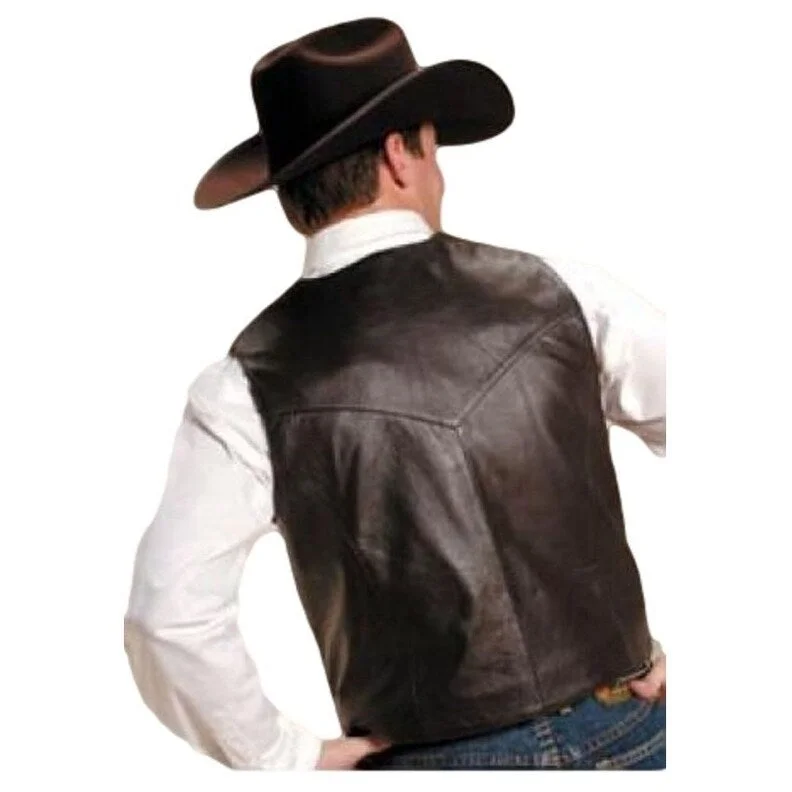 Roper Western Vest Mens Lamb Leather Snap Brown 02-075-0520-0701 BR