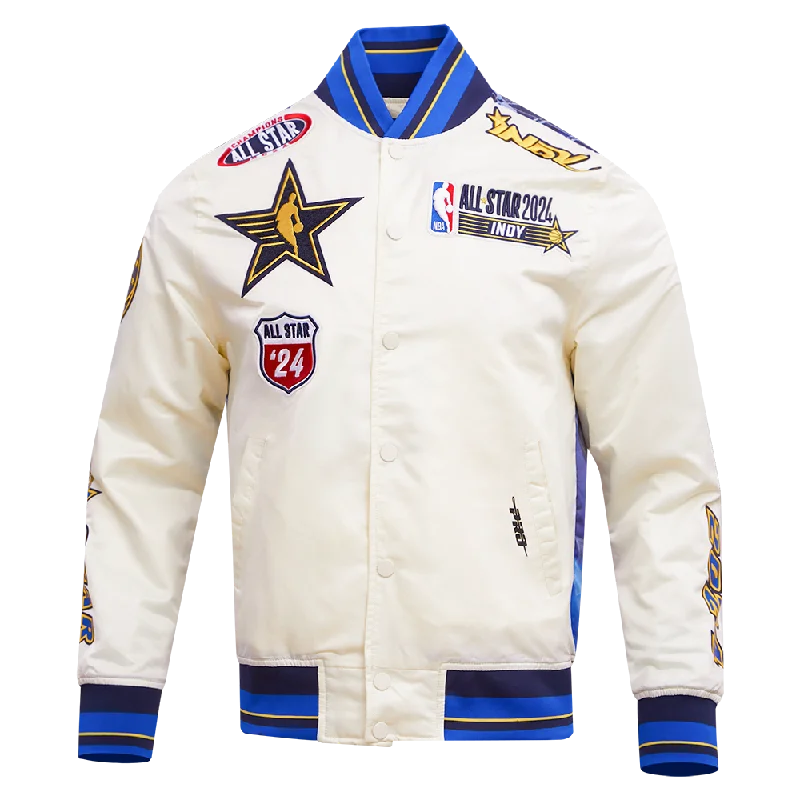 NBA ALL STAR GAME 2024 MEN'S SATIN JACKET (EGSHELL/MIDNIGHT NAVY/ROYAL BLUE)