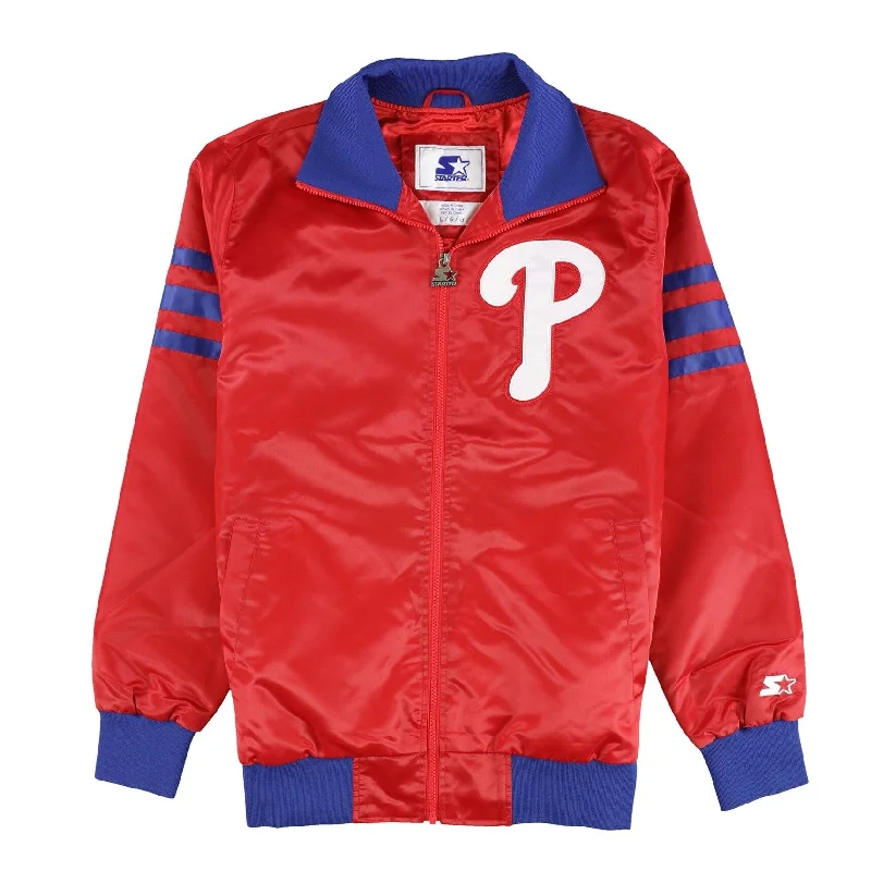 STARTER Mens Philadelphia Phillies Bomber Jacket, Red, Large