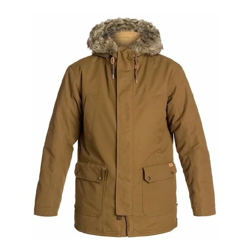 Quiksilver Mens Ferris Parka Coat, Brown, Large