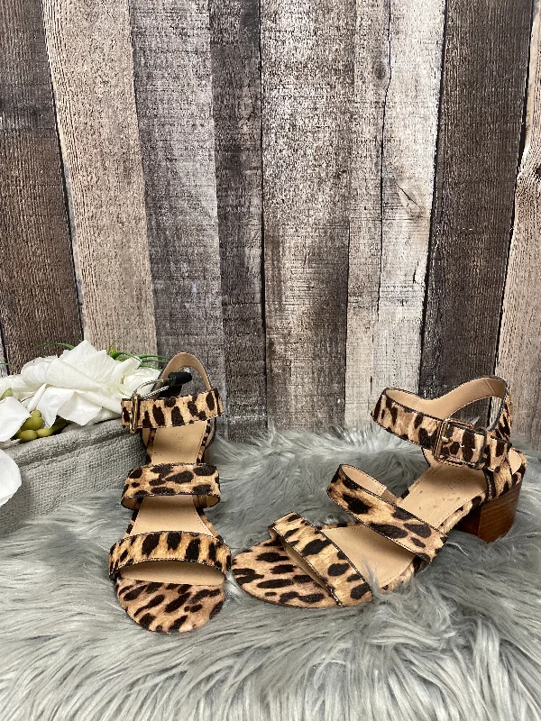 Soft Texture Animal Print Sandals Heels Block J. Crew, Size 8