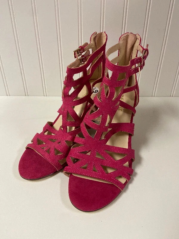 High-End Aesthetic Sandals Heels Wedge By Nine West In Pink, Size: 6.5