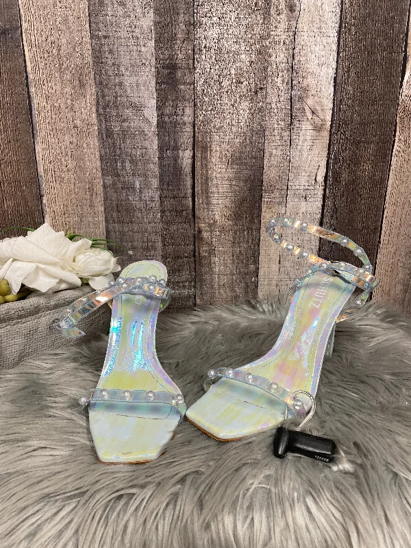 Art Deco Clear Sandals Heels Stiletto Cmb, Size 8