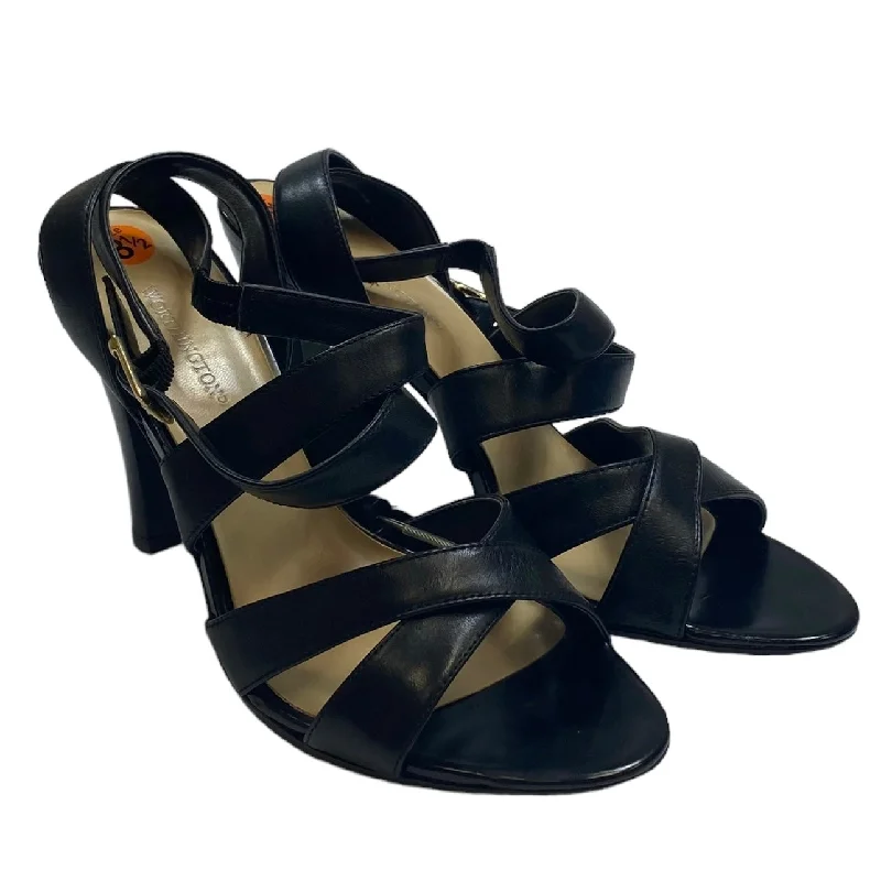 Sumptuous Finish Black Sandals Heels Stiletto Worthington, Size 8.5