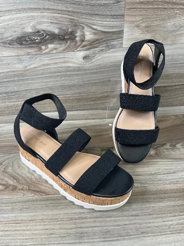 Iconic Appeal Black Sandals Heels Wedge Madden Girl, Size 11