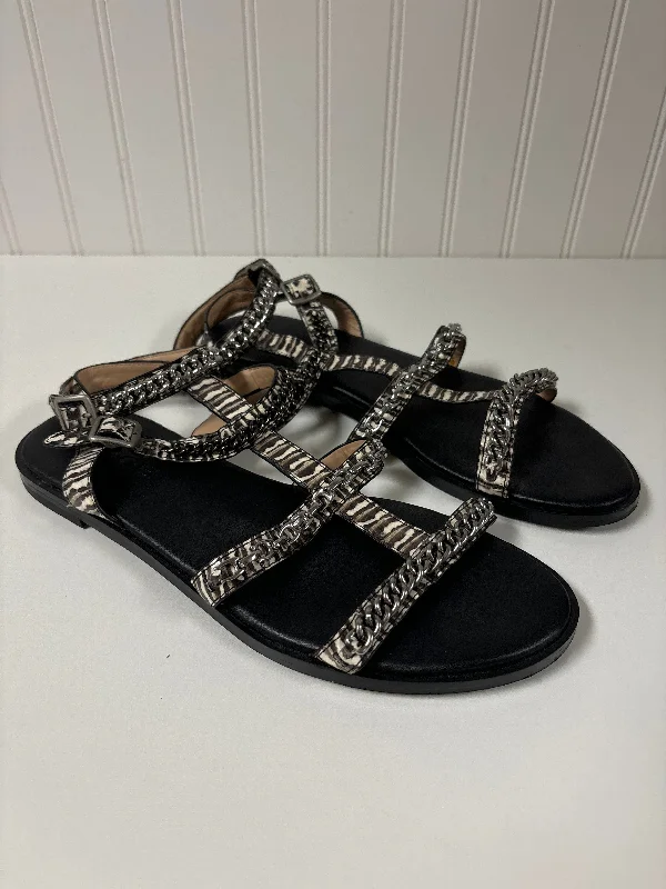Retro Vibes Black & White Sandals Designer Coach, Size 9.5