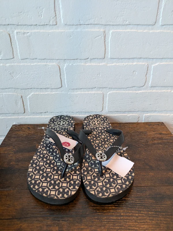 Minimalist Luxe Black Sandals Flip Flops Tory Burch, Size 5