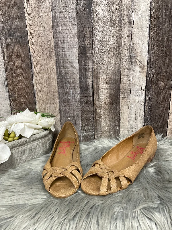 High Fashion Brown Sandals Heels Wedge Jelly Pop, Size 8.5