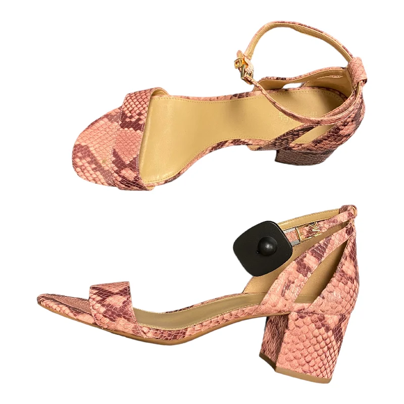 Soft Texture Animal Print Sandals Heels Block Michael Kors, Size 10