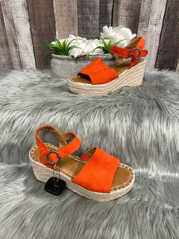 Soft Elegance Orange Sandals Heels Wedge Universal Thread, Size 6.5
