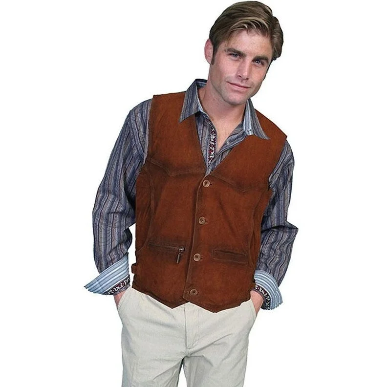 Scully Western Vest Mens Leather Button Adjustable Waist Brown F0_900