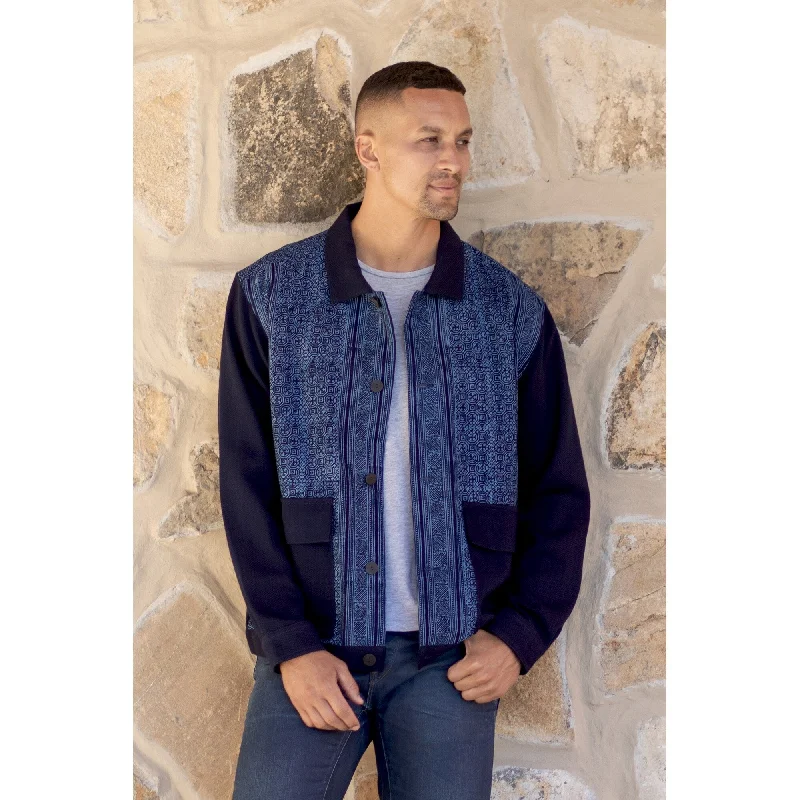 Novica Handmade Blue Explorer Mens Cotton Jacket