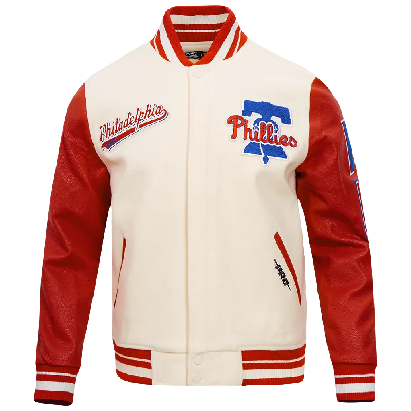 MLB PHILADELPHIA PHILLIES SCRIPT TAIL MEN'S RIB WOOL VARSITY (EGGSHELL/ RED)