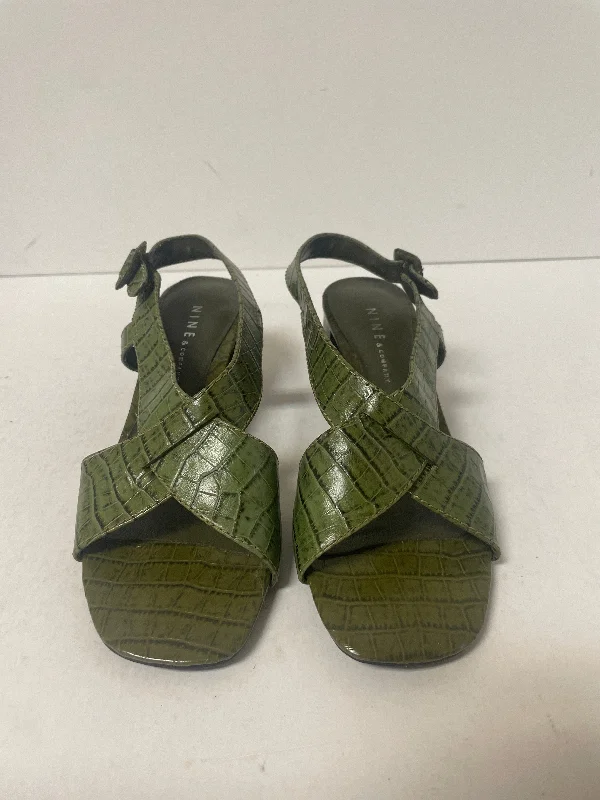 High Impact Green Sandals Heels Block Cmf, Size 7.5