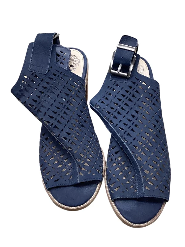Modern Elegance Navy Sandals Heels Block Vince Camuto, Size 8.5