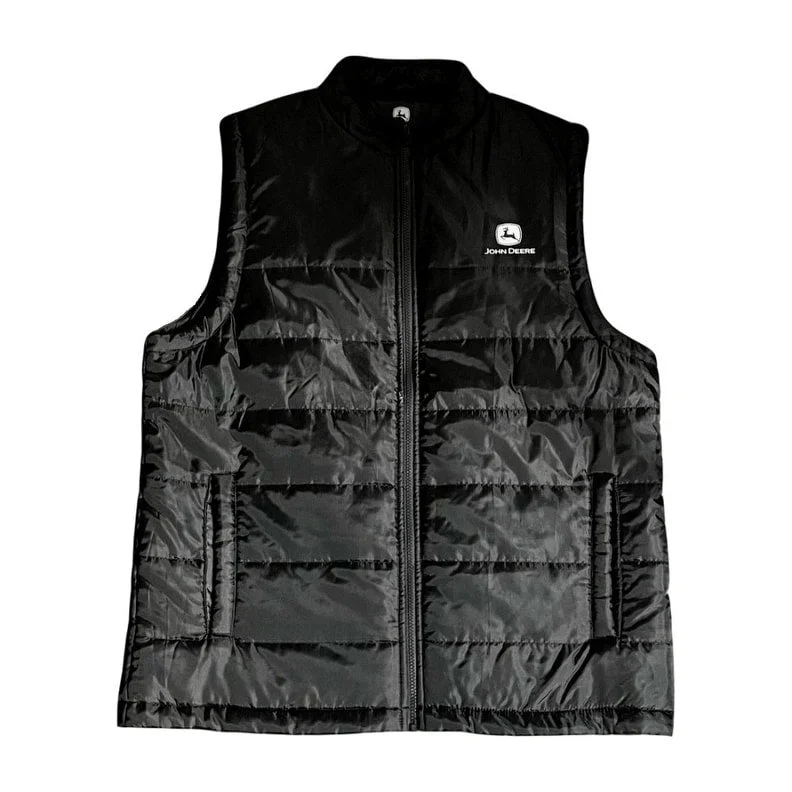 John Deere Western Vest Mens Logo Quilted Zip Olive JM3A-3BC