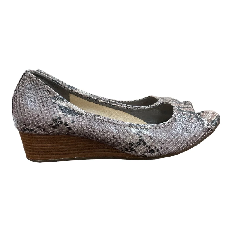 Vintage Style Snakeskin Print Sandals Heels Wedge By Cole-haan, Size: 11