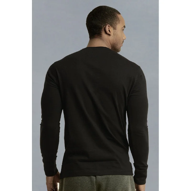 Men's Crew Neck Solid Cotton Henley Shirt