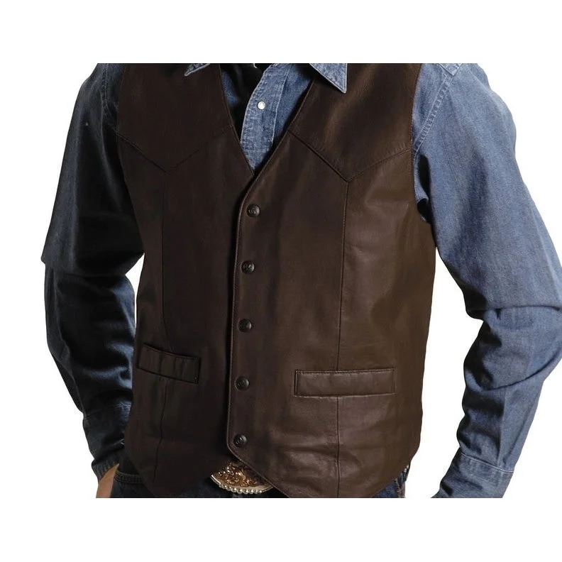 Roper Western Vest Mens Leather Chocolate Brown 02-075-0510-0502 BR