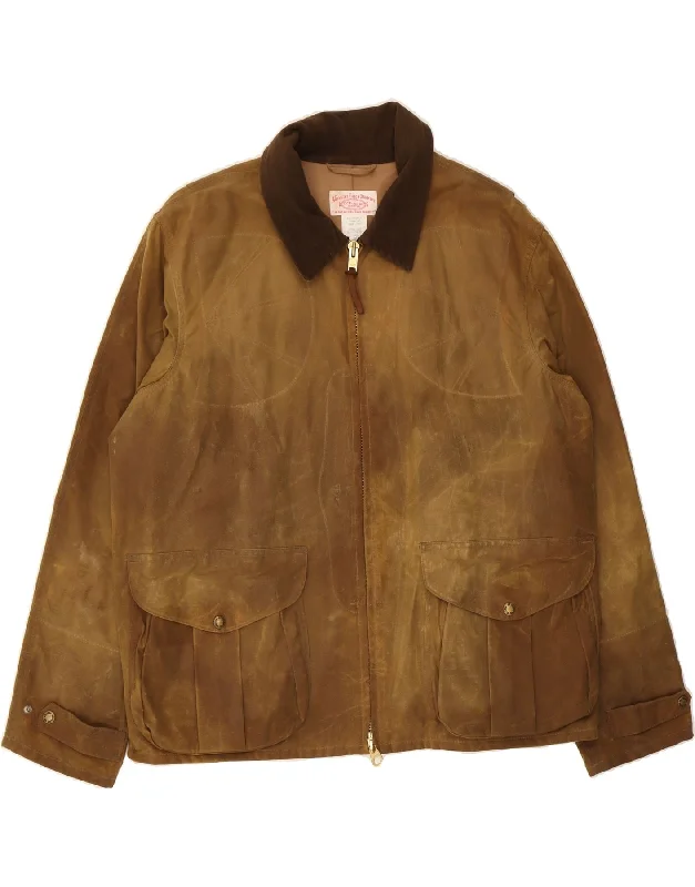 CLINTON CLORANEER FILSON Mens Bomber Jacket UK 46 3XL Brown Cotton